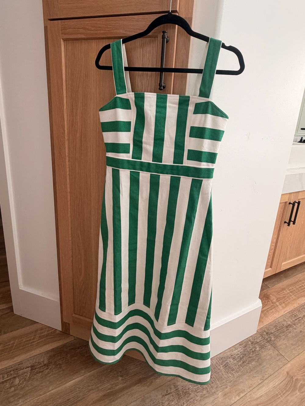Hyacinth House Green and White Striped Sleeveless Dress